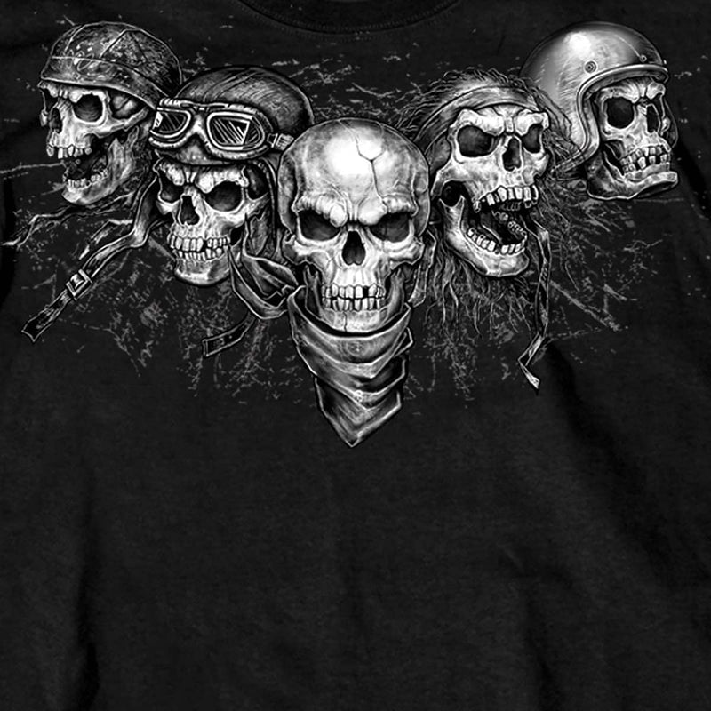 Hot Leathers unisex adult Tattoo GMS1423 Men s Five Skull Short Sleeve Black Shirt, Black, XX-Large