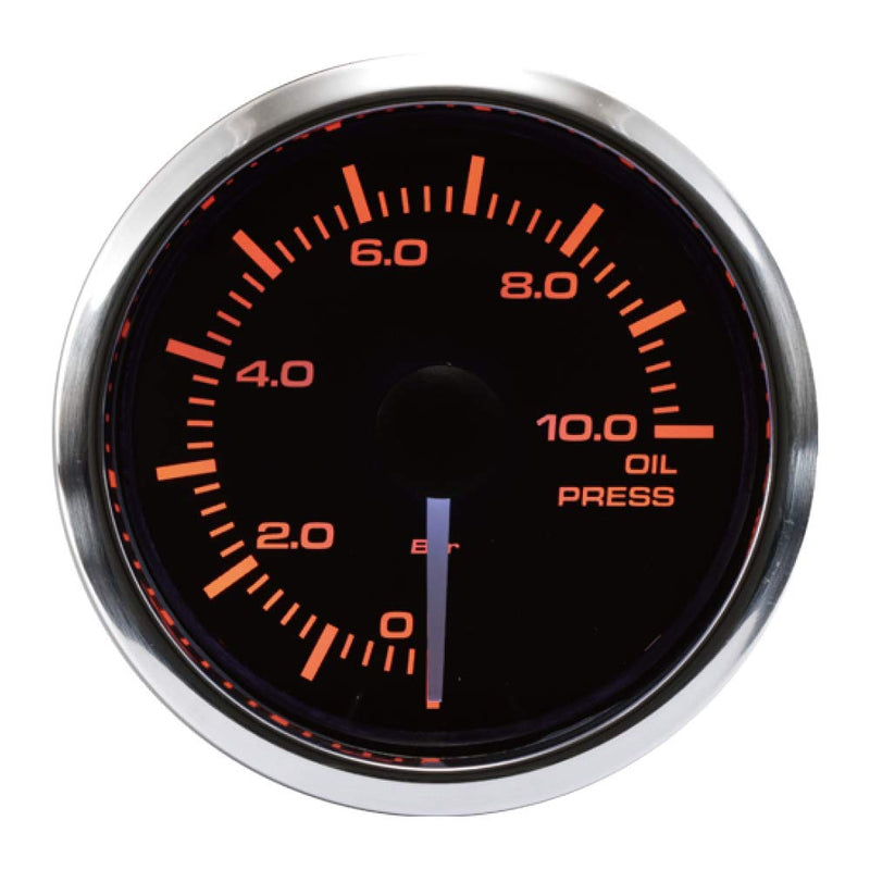 MOTOR METER RACING MGS Series 52mm 2-1/16" Electrical Oil Pressure Gauge 0~150 PSI Black Dial White & Amber LED Backlit Waterproof