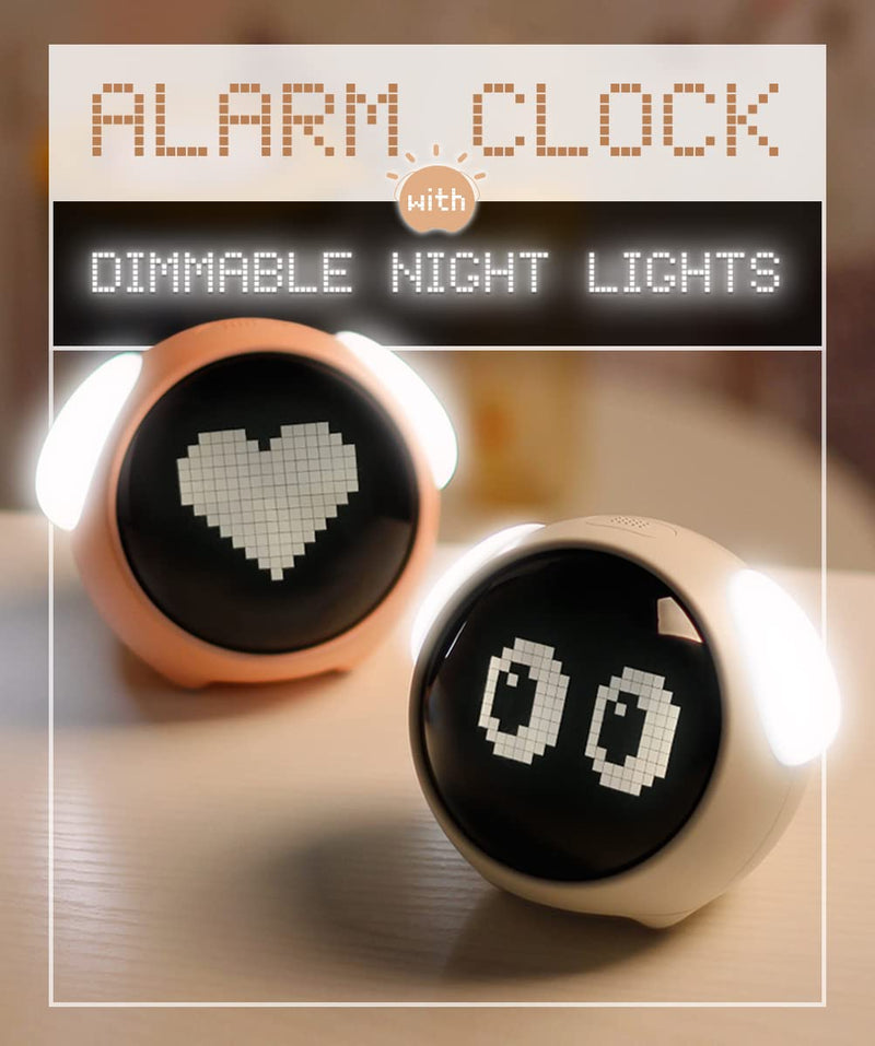 Kids Alarm Clock, Dual Alarm Setting, Adjustable Brightness Night Light, Voice-Activated,Temperature Detection, Wake-up Alarm Clock, Toy and Gift for Toddler, Children, Students, Boys&Girls Gray