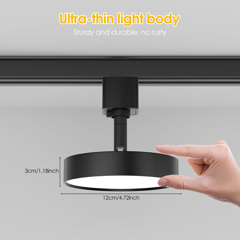 Diffuse LED Track Lighting Heads H Type Track Light Heads Dimmable Kitchen Track Lighting Fixtures Ceiling, Compatible with H Track Rails - Flicker Free CRI90+ 3000K 12W 1000lm, 3 Pack Black
