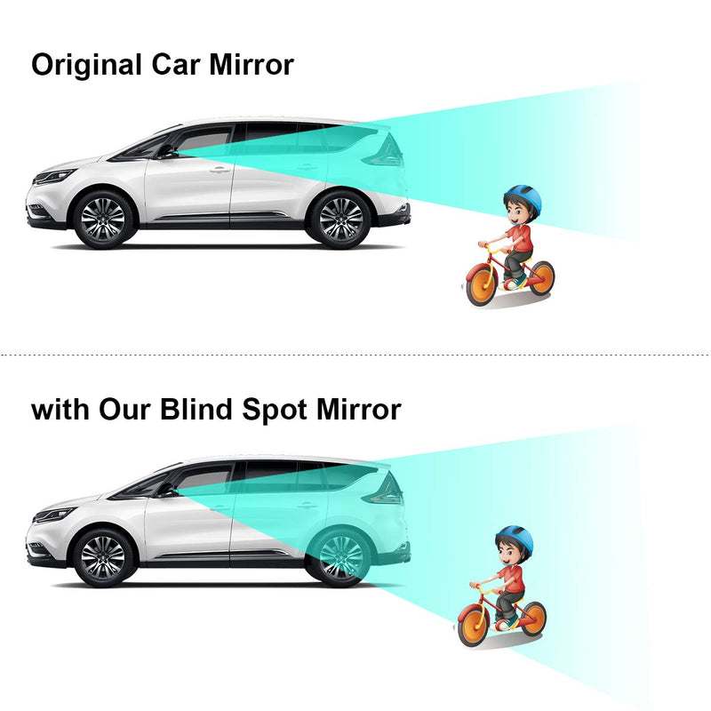 POMFW Blind Spot Mirror, 2 inch Rearview Convex Side Mirrors for Cars SUV Truck Van Stick on 3M Adhesive, Rear View HD Glass Frameless Sway Rotate adjustable Wide Angle 2PCS (Fanshaped) Fanshaped