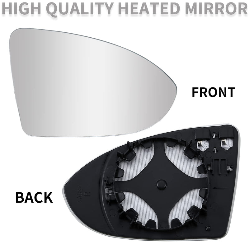 Passenger Side Mirror Replacement for Volkswagen VW Golf MK7, GTI, R, SportWagen, Alltrack, Jetta - Right Heated Mirrors Glass Passenger Side (Right)
