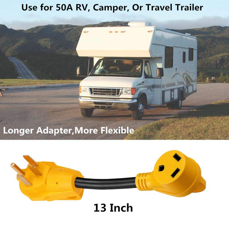 50 Amp to 30 Amp RV Adapter, Heavy Duty, Durable and Safer Plug with an Easier Grip and LED Indicator Light