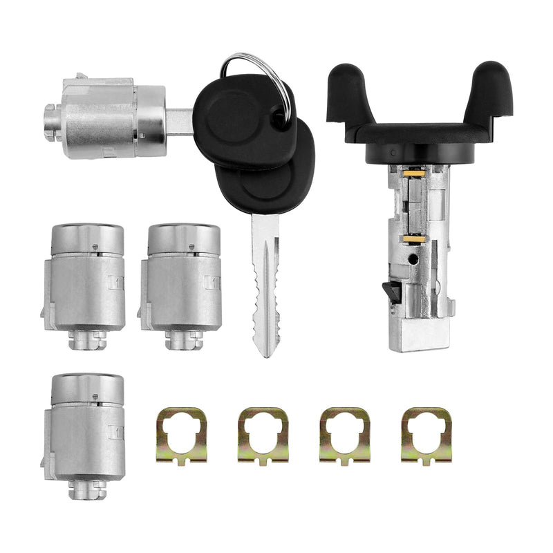 Ignition Switch Lock Cylinder & Four Door Lock Cylinders with 2 Keys, Compatible with 2001-2007 Chevy Express 1500/2500/3500, GMC Savana 1500/2500/3500, Replace#: 704600, 706591