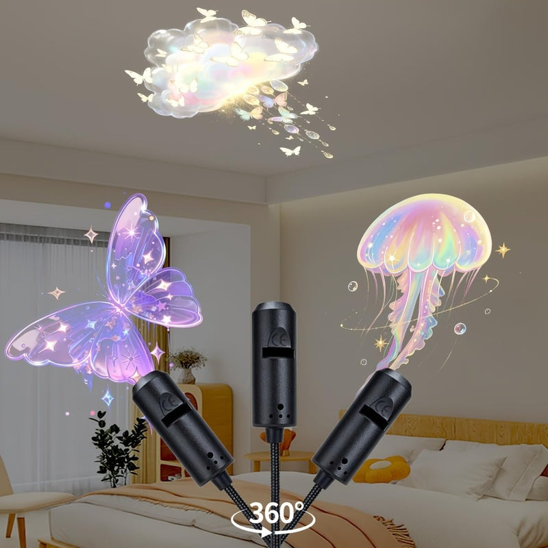 10pcs Portable USB LED Projector Lamp | Marine & Nature Projections, Whale, Butterfly, Jellyfish, Starfish, Wall/Ceiling Compatible, Birthday Gift