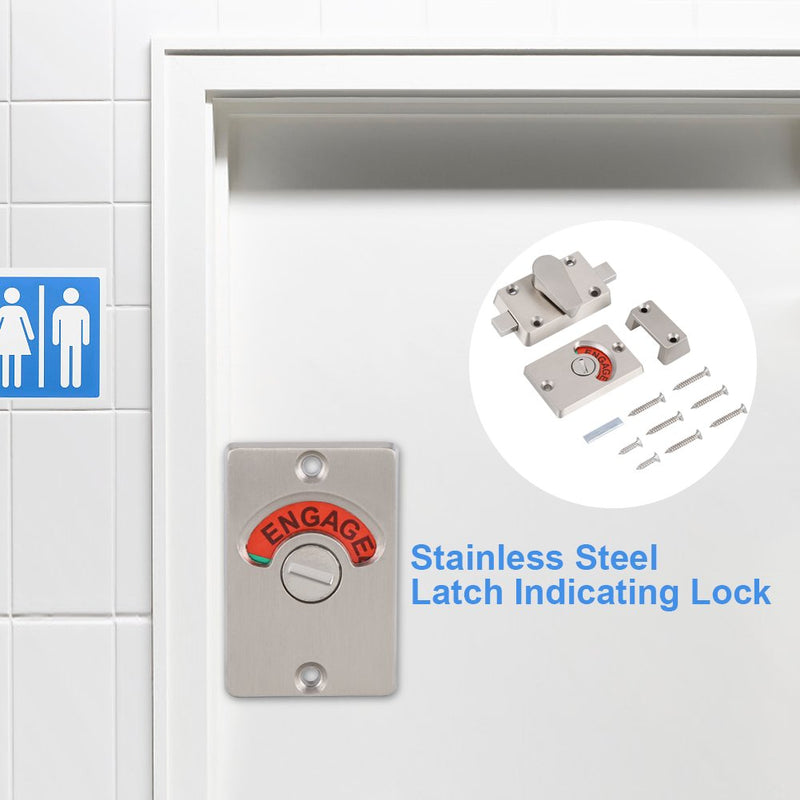 Stainless Steel Bathroom Door Lock with Occupied Vacant Indicator – Toilet Door Lock for Home Office Restroom, Heavy Duty Privacy Lock Hardware
