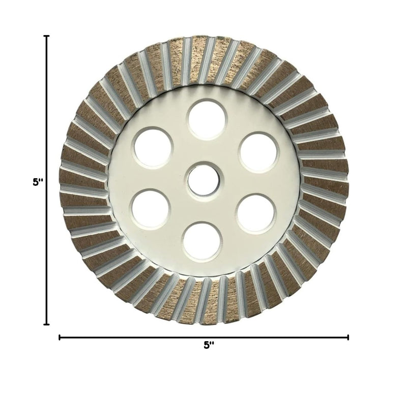 5" Grinding Wheels for Concrete, Granite, and Marble, #80/100 Grit, 5/8"-11 Threaded Arbor 5" Diameter