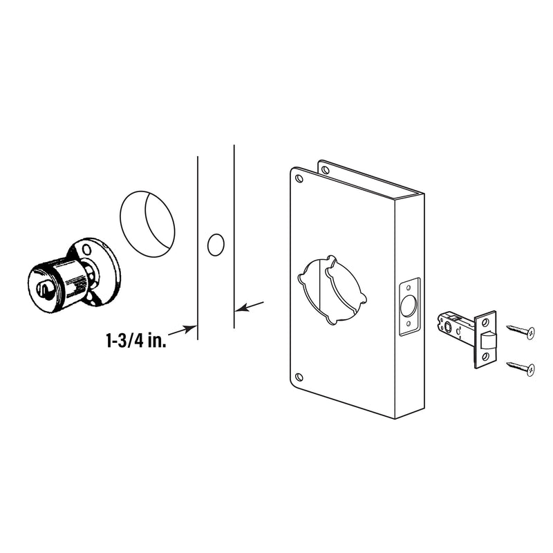 Prime-Line U 9541 Brass Lock and Door Reinforcement Plate, Single Pack | For 1-3/4 In. Thick Doors, Brass Finish