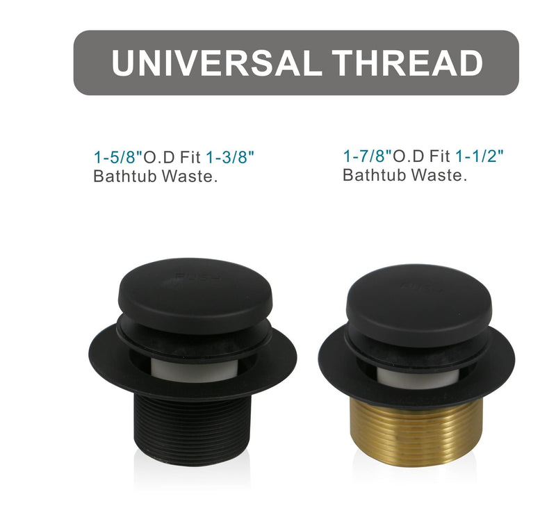 Black Bathtub Drain Tip-Toe Single Hole,Welsan Tub Drain Trim Set Conversion Kit Assembly, Coarse Thread Replacement Trim Kit with 1-Hole Overflow Faceplate Includes an Adapter, Matte Black 1 Hole