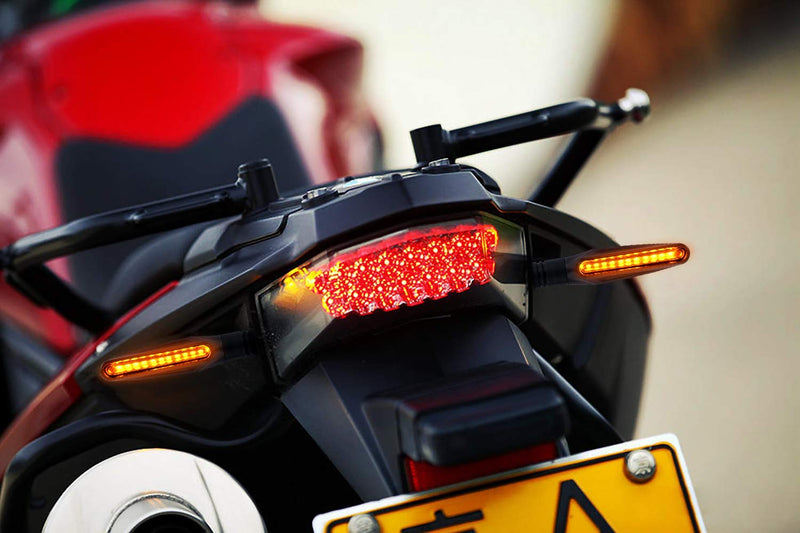 BlyilyB Motorcycle Blinkers Indicator Turn Signal Amber Flowing Sequential Universal Lamp (Pack of 4)