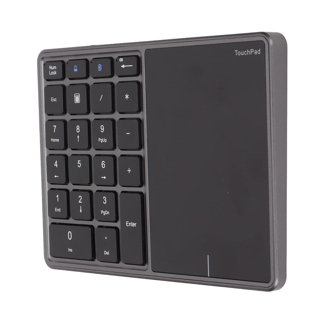 Heayzoki Number Pad Mouse Combo, 2 in 1 BT Number Pad Touchpad Mouse 22 Keys, Bt4.2 2.4G Type C Charging Keyboard 500Mah Battery Numeric Keypad for Office (Iron Gray) Iron gray