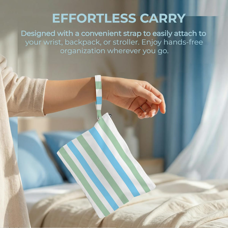 Fokongna Reusable Waterproof Wet Bags 2 Pack, Leak Resistant Dry Wet Separation Organizer for Swim Wear Beach Towels Gym Clothes Travel Essentials Summer Stripe Set 03