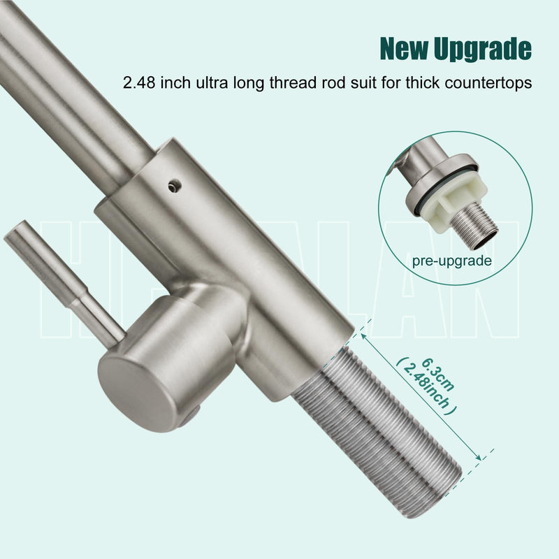 Heyalan Cold Water Only Kitchen Faucet, SUS304 Stainless Steel Bar Sink Faucet, Single Handle High Arc Gooseneck, 1 Hole Deck Mount, Brushed Nickel, 8.3 Inch for Bar, RV, Laundry, Outdoor