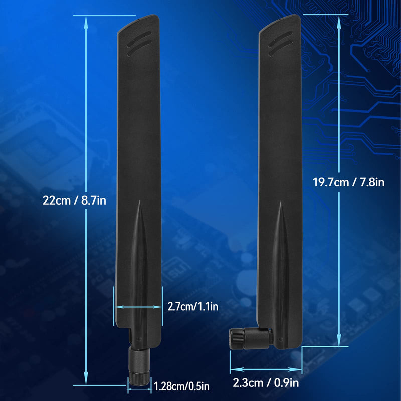 Eightwood Tri-Band WiFi 6E Antenna 6GHz 5GHz 2.4GHz RP-SMA WiFi Antenna (2-Pack) for PC Computer PCIe Card Router USB Adapter Security IP Camera