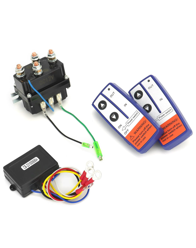 QWORK Wireless Remote Control Winch Kit - 12V 250A Solenoid Relay Contactor+ 2pcs Wireless Winch Remote Control, Compatible with Truck ATV SUV 2000-5000lbs Winches