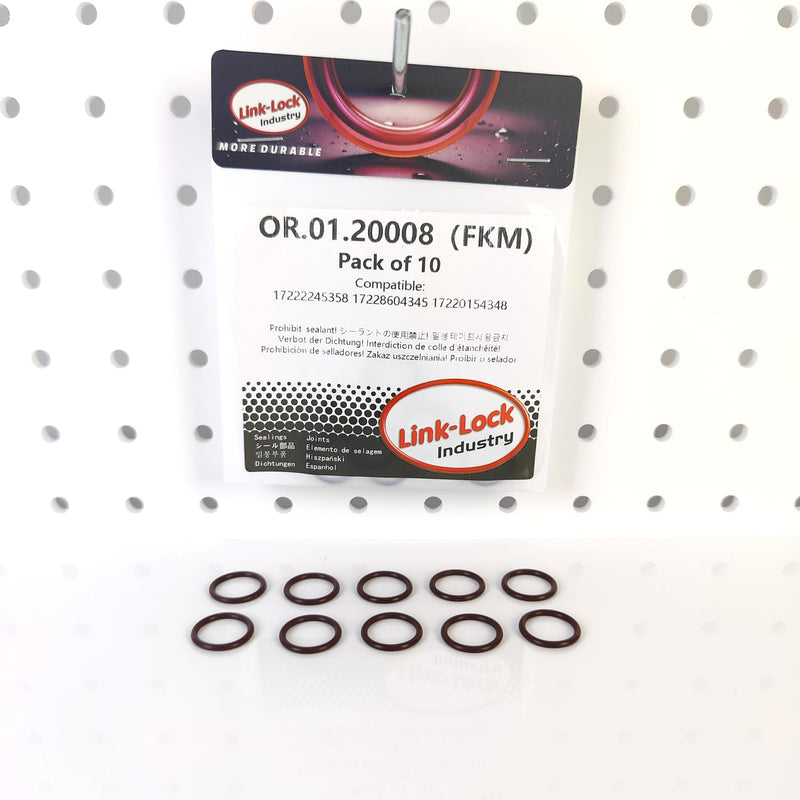 10PCS FKM Viton OR.01.20008 Engine coolant Pipe/Water Hose O-Ring 17222245358 17228604345 17220154348for BMW N54 N55 M57 S65 M47 N47 N62 M30 M60 N63 M20 S85 N73 W10 W11 W17