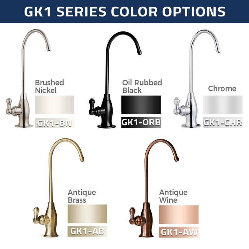 iSpring GK1-BN Reverse Osmosis Drinking Water Faucet, High Spout RO Faucet for Under Sink Water Filtration Systems, Brushed Nickel
