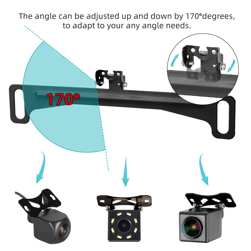 Universal（No Drilling Required） License Plate Camera Mount,Full Stainless Steel Anti-Rust Paint Backup Camera License Plate Mount,Dash Cam Mirror Camera Accessory Backup Camera Bracket.