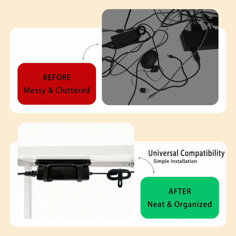 Silicone Laptop Charger Holder Hidden Mount for Laptop Power Brick Universal Under Desk Power Adapter Mount, Flexible Non-Slip Holder for Power Charger (1 Pack-Back) 1 Pack-Back