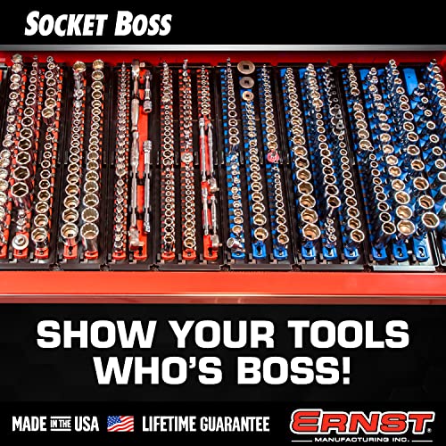  [AUSTRALIA] - Ernst Manufacturing 8482 Socket Boss 3-Rail Multi-Drive Socket Organizer, 18-Inch Socket Rails with Twist-Lock Secure Storage, Orange - Made in USA