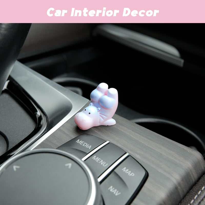 YGMONER Mini Hippopotamus Car Dashboard Figurines Set of 6 Cute 1inch Hippo Car Decorations Kawaii Car Interior Decor Accessories Gifts for Hippo Lover