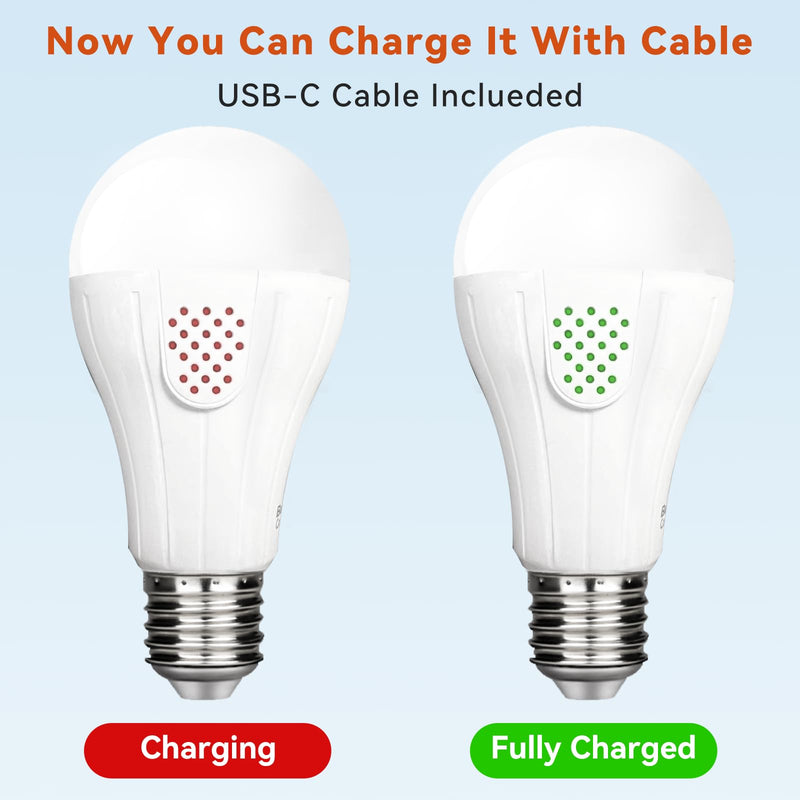 Neporal MagicGlow Rechargeable Light Bulbs with Remote, 3 Colors Shift + Stepless Dimmable Battery Powered LED Bulbs, USB Rechargeable, A19 Emergency LED Light Bulbs, 15W, Up to 24 Hours White 4