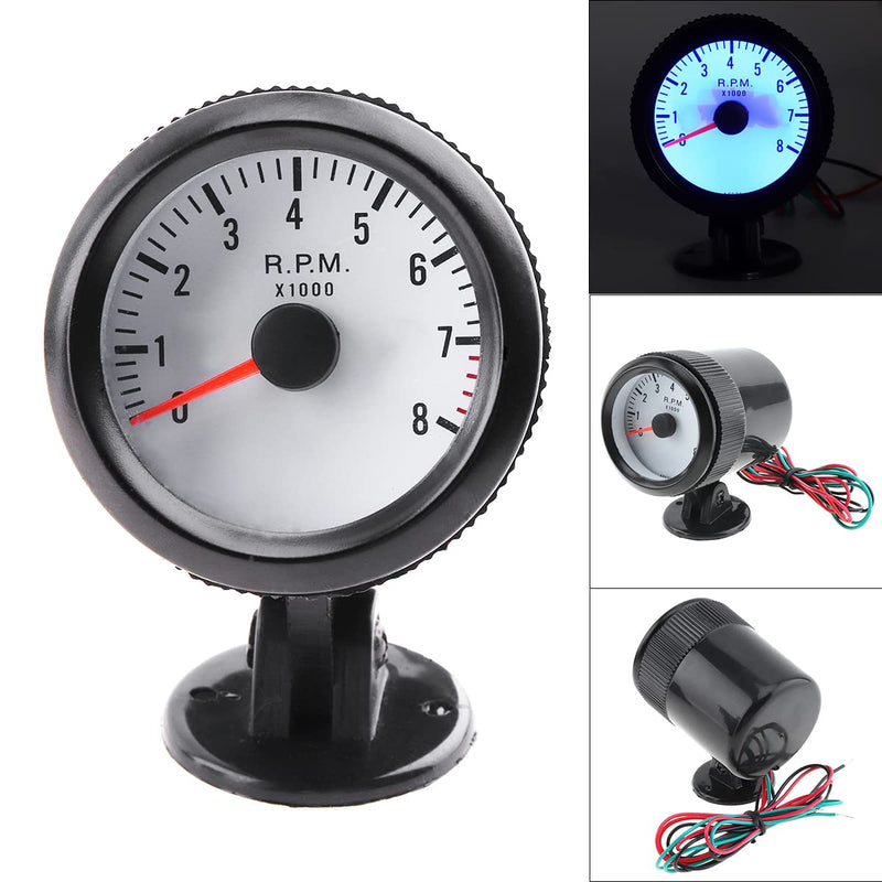 Tachometer Gauge, 2" 52mm 12V Blue LED 0-8000RPM Tachometer Tach Gauge Meter with Sensor for Car/Boat/Truck/ATV
