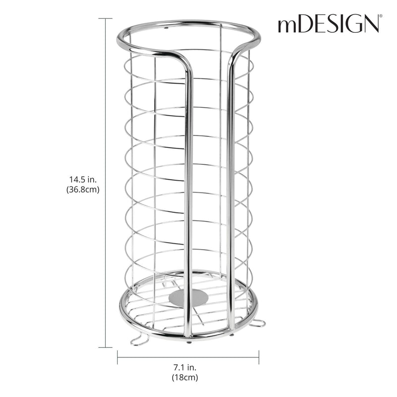 mDesign Metal Free Standing Toilet Paper Organizer Stand - 3 Rolls of Jumbo Toilet Tissue Storage - Bathroom Decor Accessory for Under Sink, Vanity, and Inside Cabinet Shelf - Omni Collection, Chrome