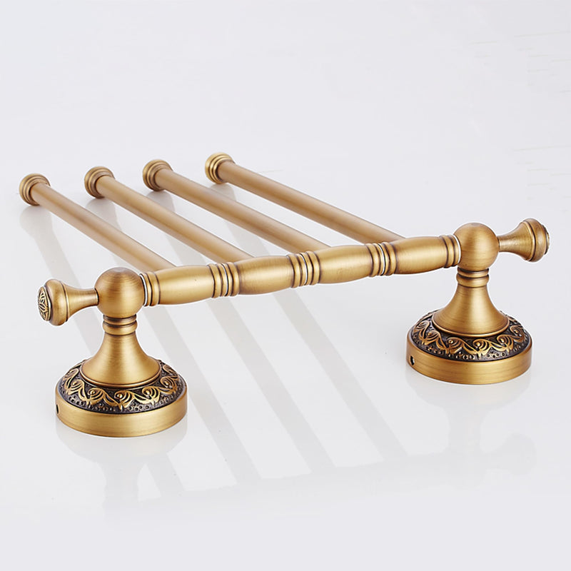 Swivel Towel Rack for Bathroom, Antique Bronze Folding 4 Arms Hand Towel Bars Towel Hanger for Laundry, Wall Mount Storage Space Saving,Pattern Carving Design