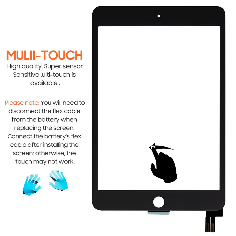 for iPad mini 5 7.9" Touch Screen Replacement,A2126, A2124, A2133, A2125 for iPad mini 2019 Touch Screen Panel Digitizer Screen Replacement Repair Kits (Black) Black
