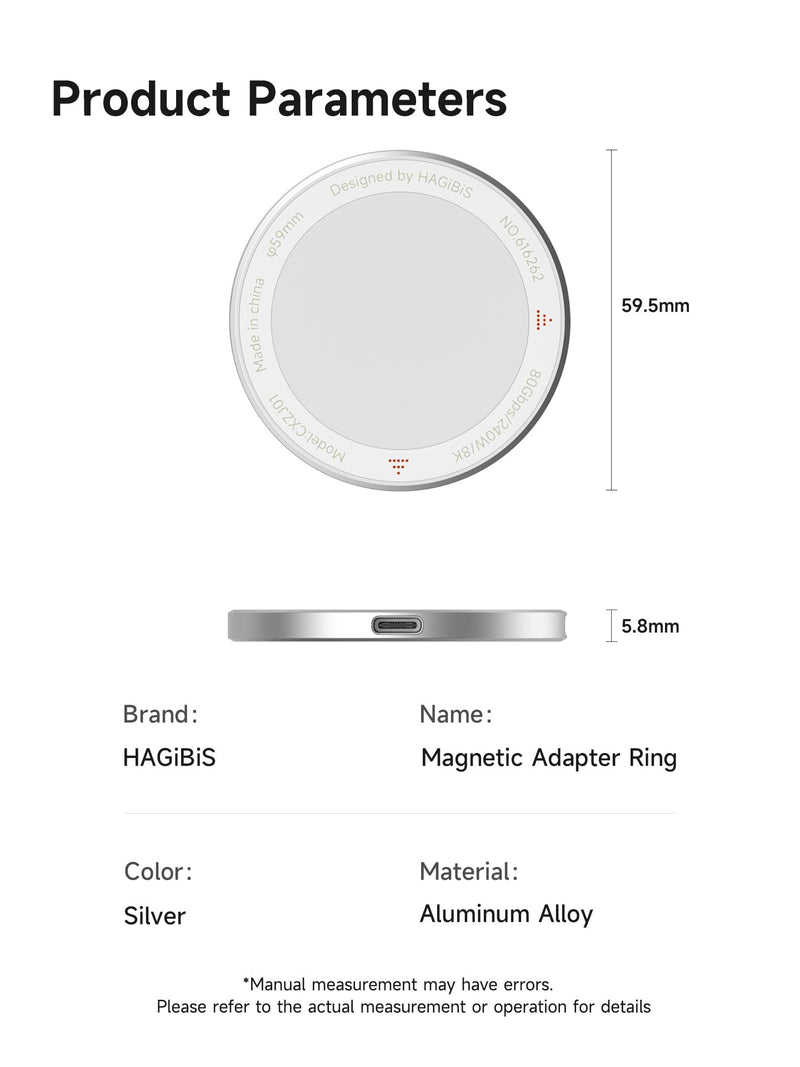 Hagibis USB-C Adapter, Dual-Sided Magnetic Ring Female to Female USB Typ-C Converter, 240W Fast Charging 80Gbps 8K Adapter for iPhone 17/16/15 Pro Max, iPad, Tablet, Android (USB4 V2.0 Solid Version) USB4 V2.0 Solid Version