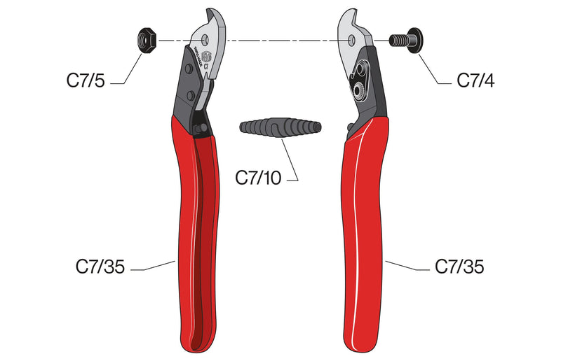 FELCO C7 Swiss Made Cable Cutters – One-Hand Wire Cutters for Bike Brake Lines, Fencing & Electrical Work | Compact Hand Tool with Triangular Hardened Steel Blades, Non-Slip Grip, No-Fray, 7mm F C7