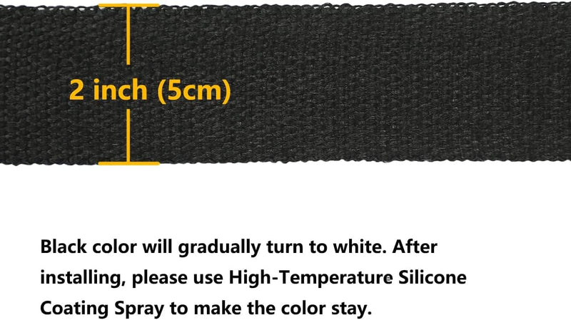 Ucreative Black Fiberglass Exhaust Header Wrap 2" x 16.5' with 5pcs 11.8 Inch Stainless Steel Locking Ties (1-Pack)