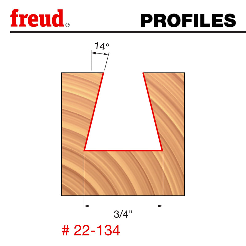 Freud 22-134: 3/4" (dia.) Dovetail Bit with 1/2" shank, 3-1/8" overall length