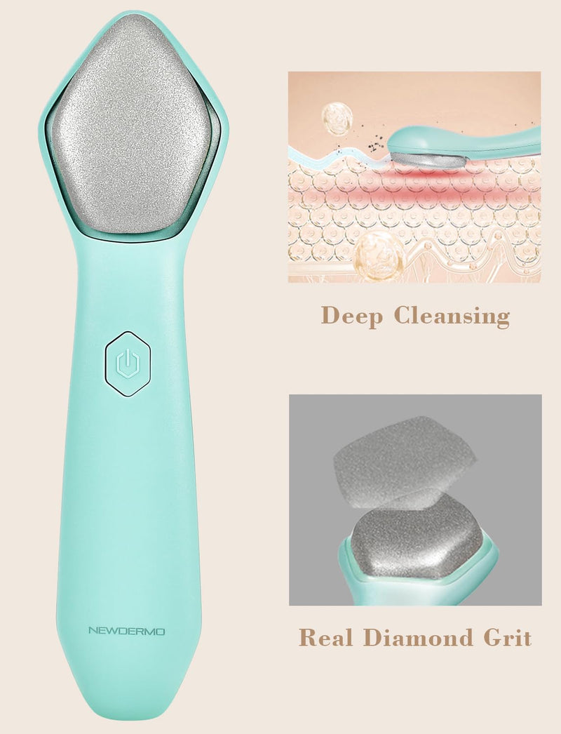 NEWDERMO Microdermabrasion Machine Pro, Large Diamond Electric Microdermabrasion Wand Tool With 3 Levels Frequency for Face Body Exfoliate Skin Care (Green) Green