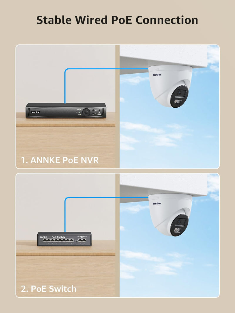 ANNKE C800 4K PoE Security Camera with AI Human/Vehicle Detection, IP Cam with Audio,Wide Angle, Remote Access, Spotlight Night Vision, IP67 Waterproof, H.265+, Support up to 512GB TF Card C800 1 Pcs
