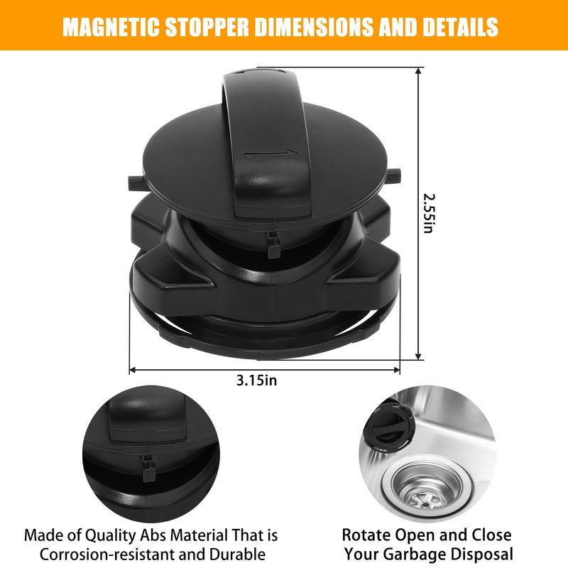 75257 Garbage Disposal Stopper Compatible with InSinkErator Cover Control Garbage Disposal Magnetic Stopper, Replaces 75052, 74094, 74052, 74275,Black