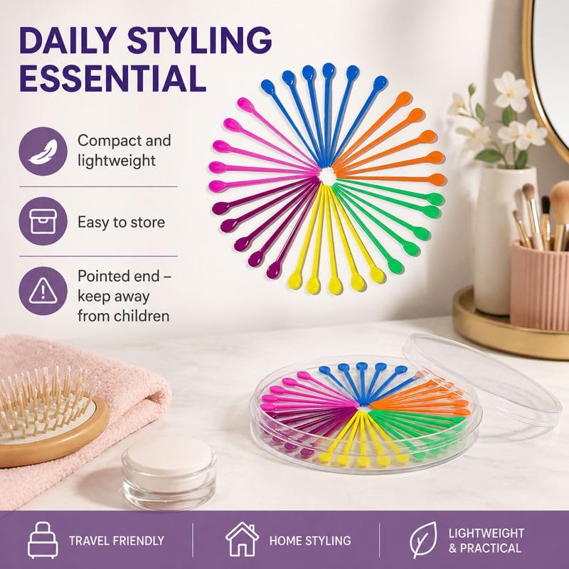 Mnixy 100 Pack Plastic Hair Perm Rods, 7.5 cm Curling Sticks, Single Colour | 100 reusable PP plastic curling rods in one colour, 7.5 cm long, for wet or dry hair styling, sectioning and salon practice.