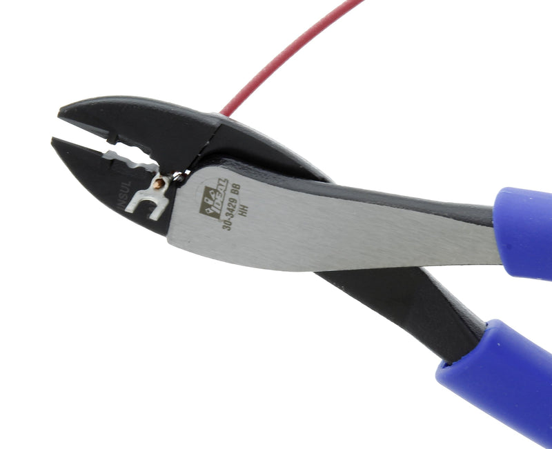 IDEAL Electrical 30-3429 Multi-Crimp Tool - 9.75 in., High Leverage Pivot Wire Crimper with Knife-To-Anvil Blades, Dual Durometer Molded Grips Smart Grip