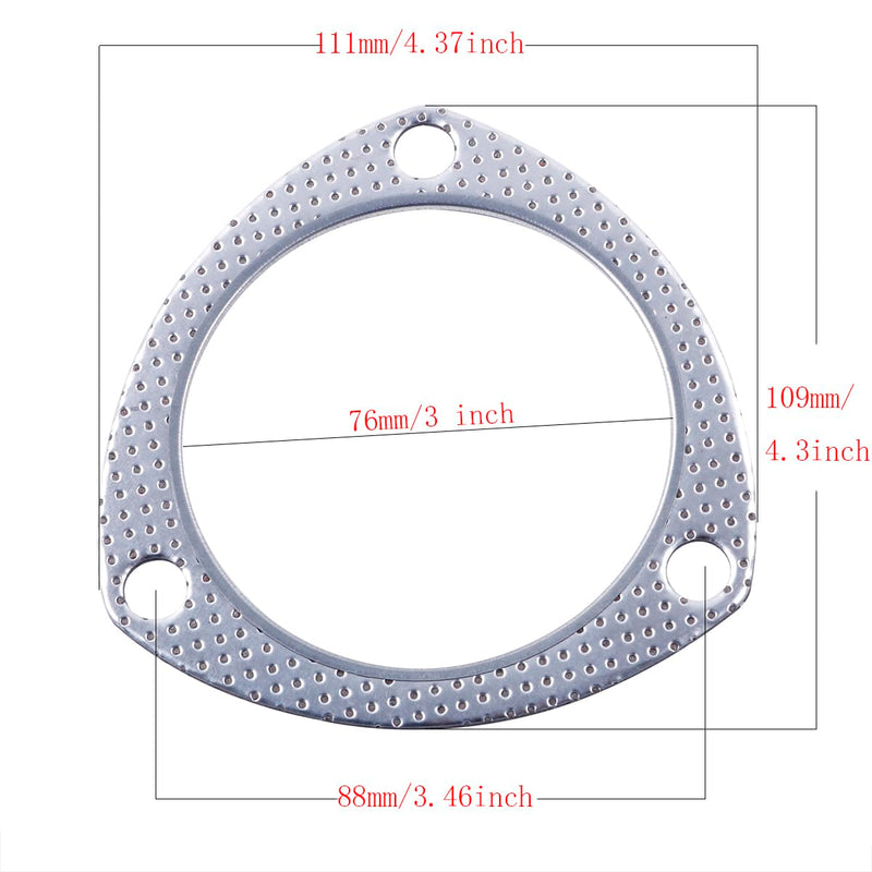 Exhaust Flange Gasket 3-inch 2Pcs 3-Bolt for Multipurpose Manifold Catalytic Converter Turbine Header Replacement Shaft Return Engine Exhaust Pipe… 3-ID3