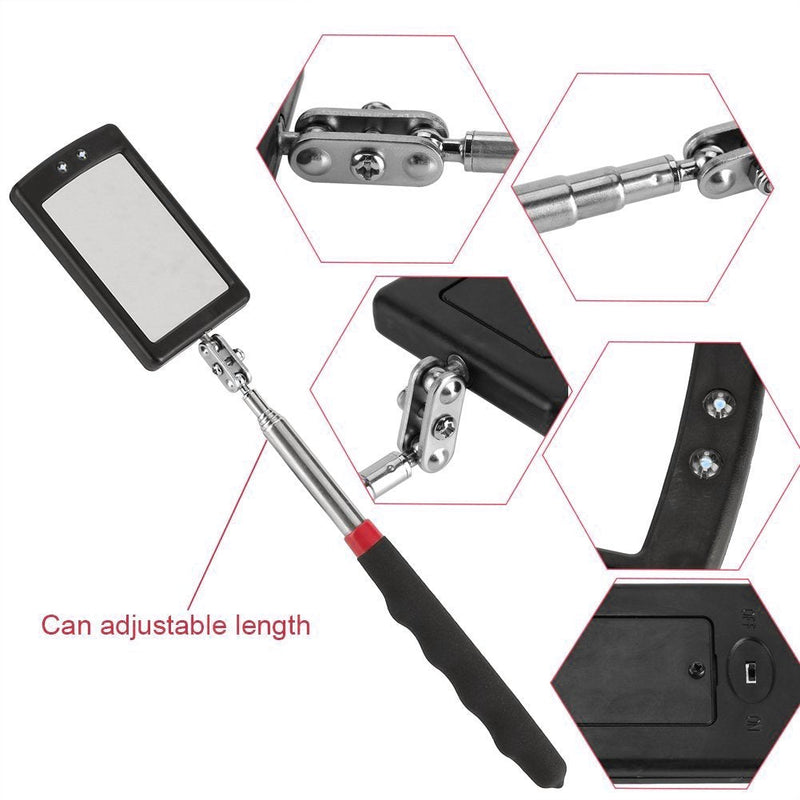 Inspection mirror telescoping with light Mirror practical addition to car repair, and anyone's toolbox Inspection Tool for Checking Vehicle, and Other Small Parts Extended (Inspection mirror-6PCS) Inspection mirror-6PCS
