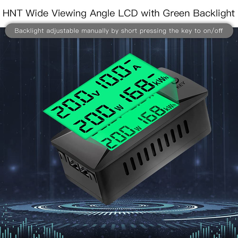 DC Multifunction Battery Monitor Meter,0-300V,0-100A Built-in Shunt, Widely Applied to 12V/24V/48V RV/Car Battery, LCD Display, Digital Current Voltage Solar Power Meter, Multimeter Ammeter Voltmeter DC 100A Battery Meter（Built-in Shunt）