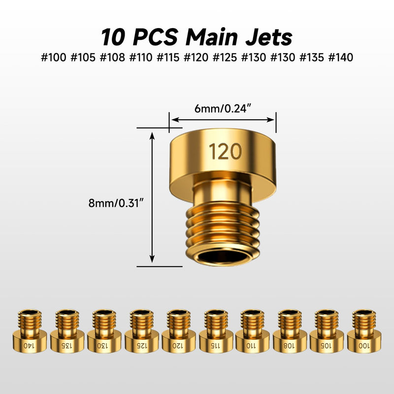 40PCS Carburetor Main Jet Slow Pilot Jet Kit Compatible with Keihin PE PWK CVK OKO KOSO Polini Carb Dirt Bike ATV Quad 4 Wheeler Go Kart, Include 30PCS Main Jet and 10PCS Pilot Jet Accessories