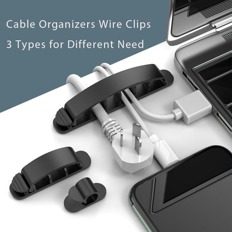 34pcs Cord Management Organizer Kit, Reusable Cable Ties Wire Organizer Set with Self-Adhesive Cable Clips for Desk Computer TV Home Office