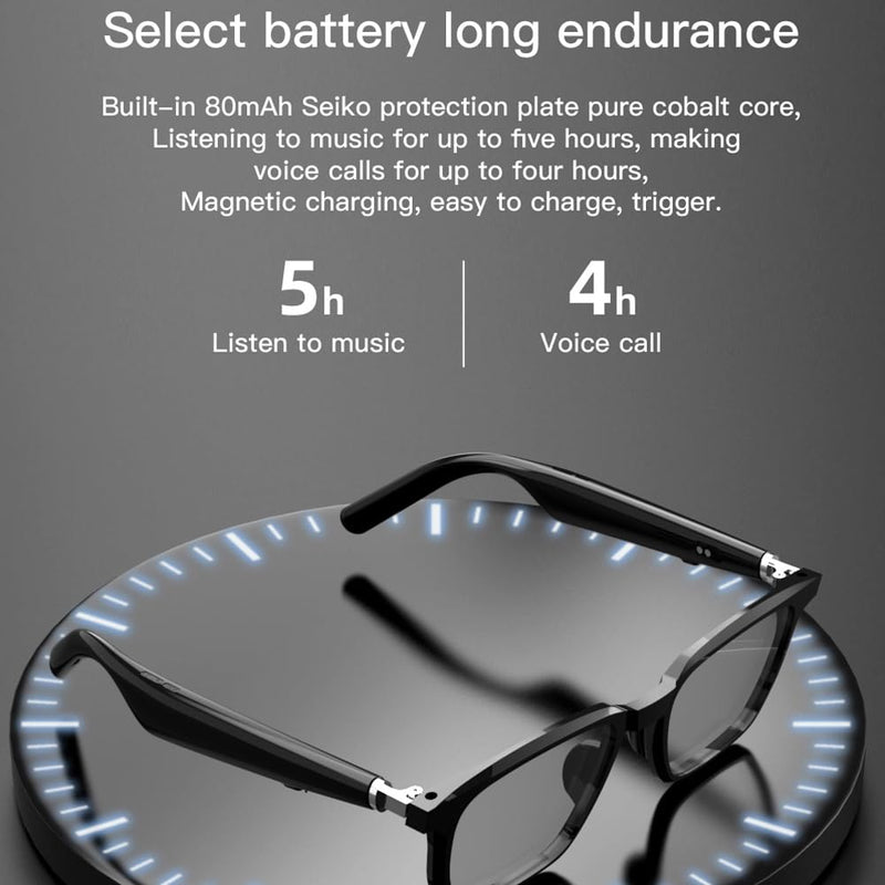 Smart Glasses Anti-Blue Light With Bluetooth Connection For Camera,Gaming (Men/Women) Obsidian Black
