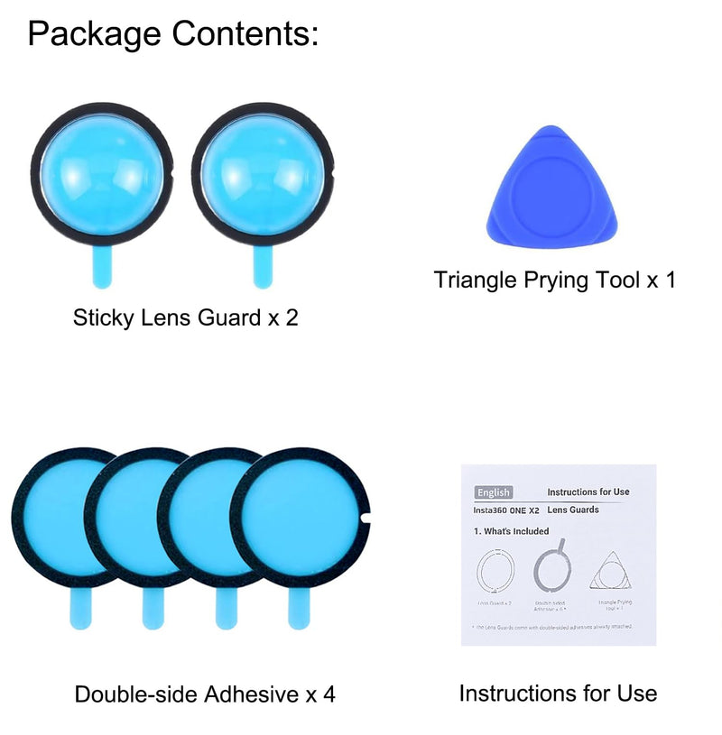 Lens Guards for Insta360 One X2, Dual Sticky Lens Protector Case PC Protective Lens Cover Action Camera Accessories [X2]