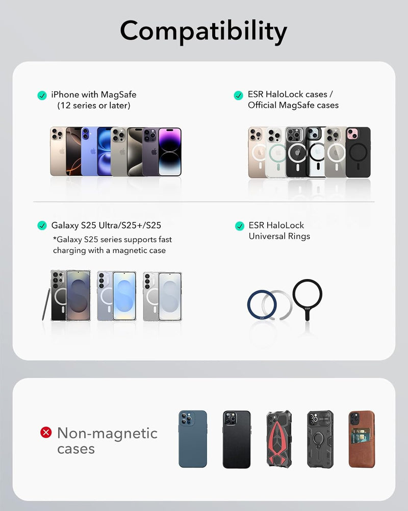 ESR for Qi2 15W MagSafe Car Mount Charger CryoBoost, Phone Cooling, Qi2-Certified MagSafe Car Charger, Air Vent/Dashboard Magnetic Wireless Car Charger