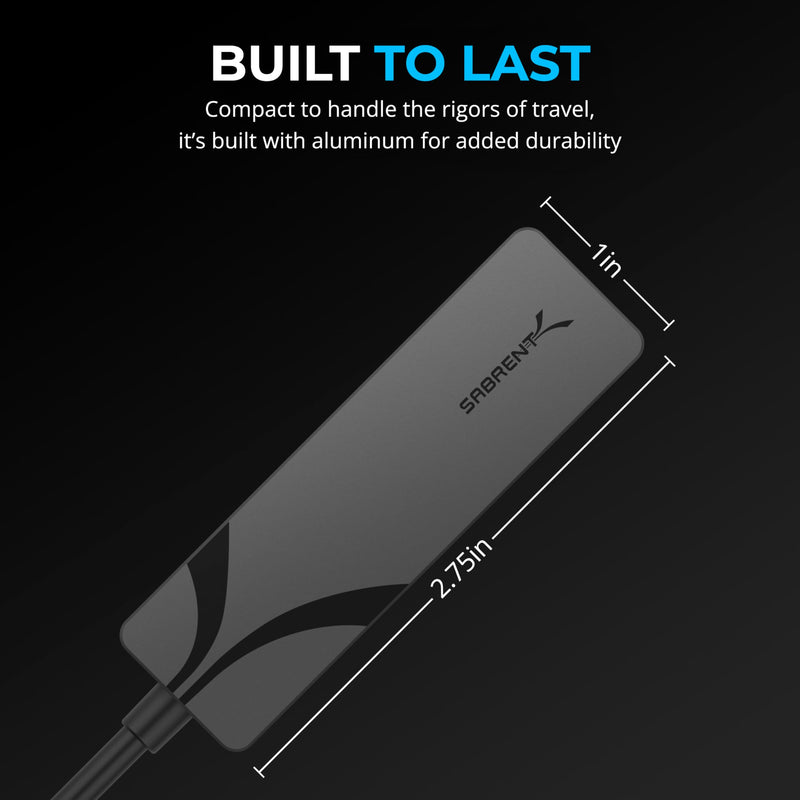 SABRENT USB-C to 5G Ethernet Adapter – 5GbE Optimized, USB 3.1 Gen 1+ Required, Clear Compatibility, Aluminum Body, Plug-and-Play for Data-Capable USB-C Devices (NT-C5GA)