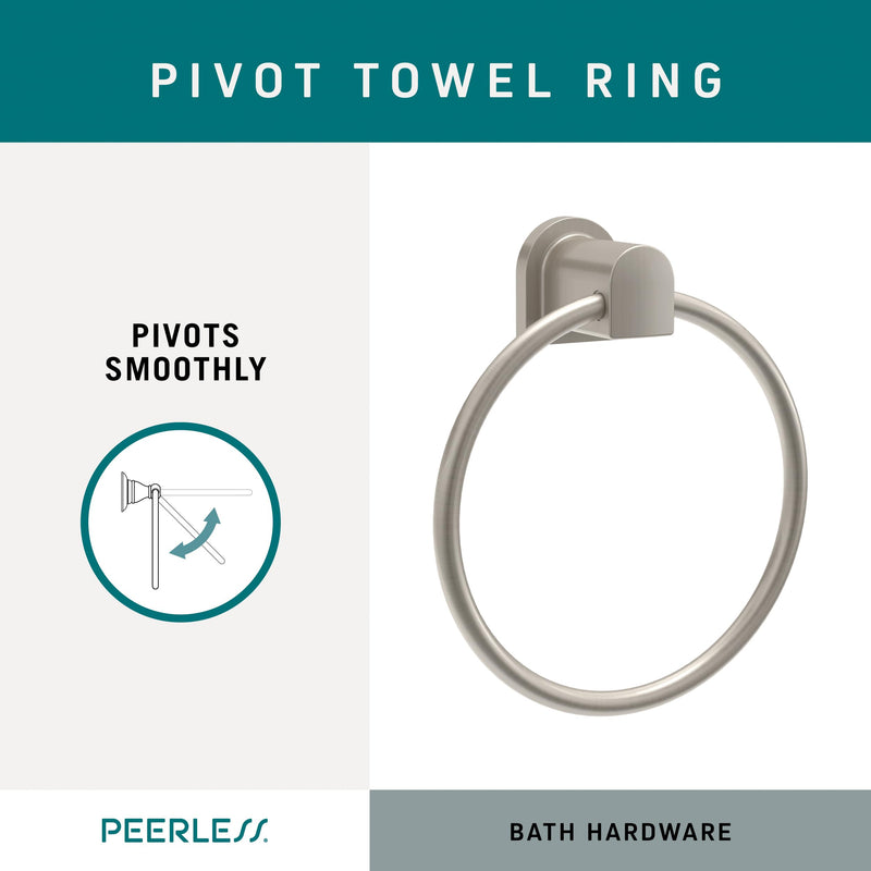 Peerless PA319-BN Xander Towel Ring, SpotShield Brushed Nickel
