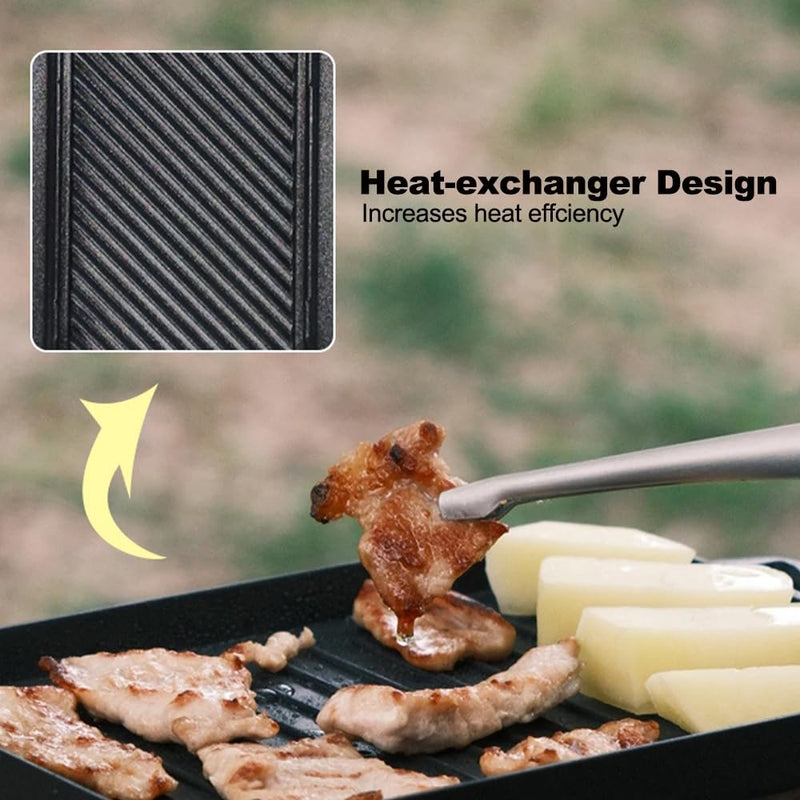 Fire-Maple Compact Aluminium Alloy Mini Griddle Set with Stainless Steel Tongs - Portable Heating Kit for Outdoor and Indoor Use